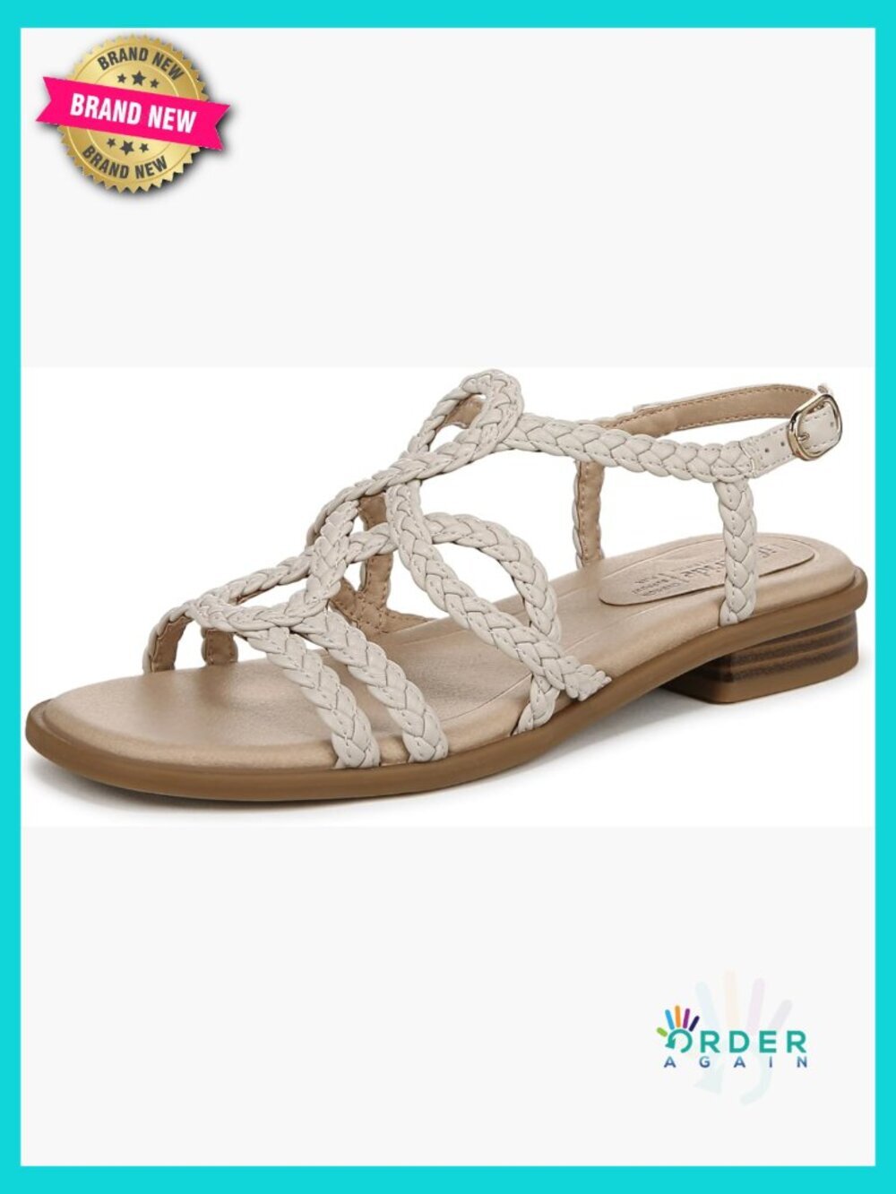 Strappy Slingback Sandals Block Heel Square Toe Casual Comfort Braided